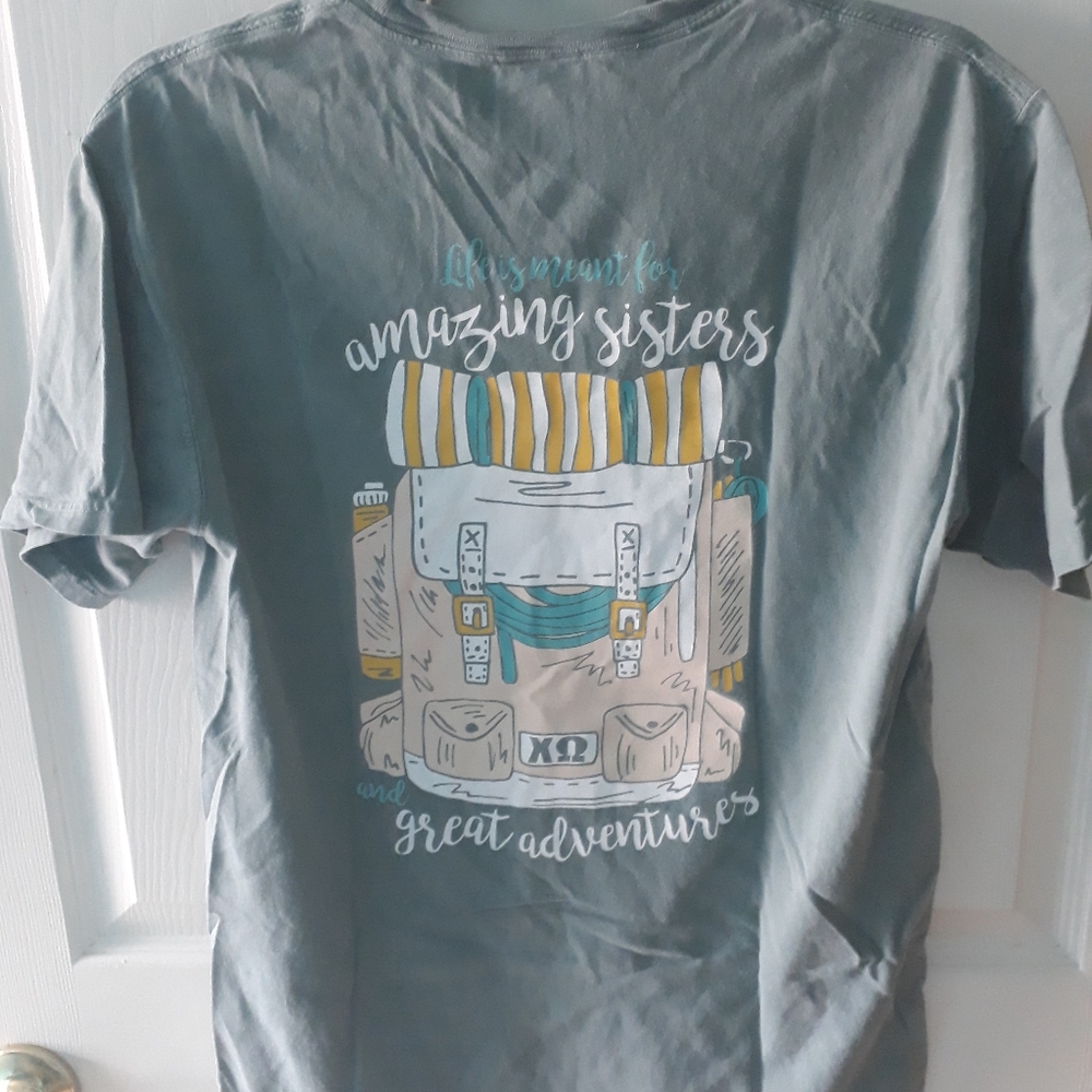 Chi Omega new member retreat pocket tee
